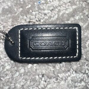 Coach Black Leather Tag with White Stitching